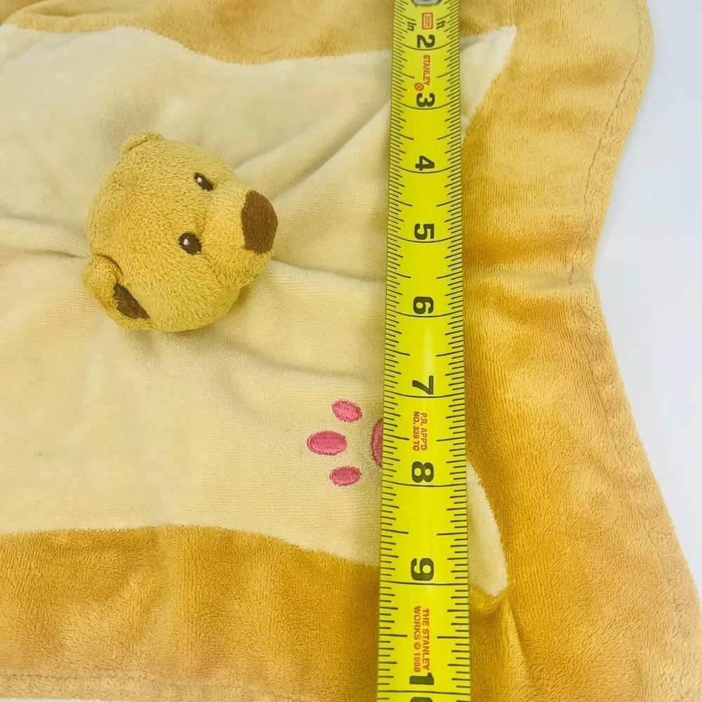 Teddy Bear Lovey Baby Security Blanket Light Brown Paw Print 10.5” Plush Soother